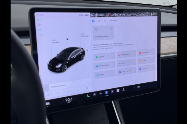 Tesla Model 3 RWD Plus SOH 92% Trekhaak Navi Ecc Leder Adap.Cruise Panoramadak Autopilot Camera Pdc Elek.Stoelen Memory DAB Led Stoelverwarming Intel Atom® Processor Isofix Dashcam Toybox 1e Eigenaar 1.000KG Trekgewicht Origineel Nederlandse Auto