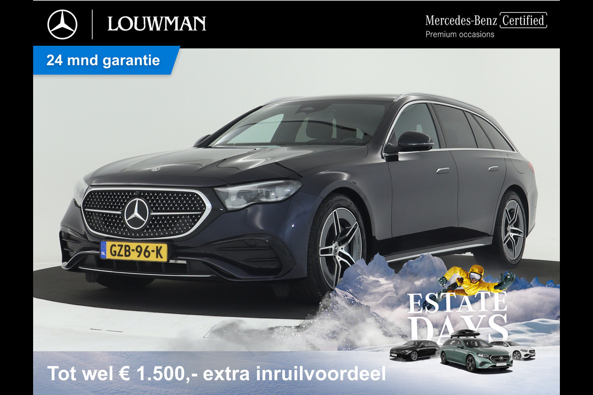 Mercedes-Benz E-Klasse Estate 300 e AMG Plug-In Hybride | AMG Styling | Trekhaak | Digital light | Keyless go | Distronic | Keyless go | Memory Pakket voorsteoelen. Inclusief 24 maanden MB Certified garantie voor Europa.