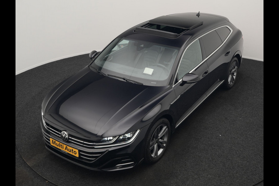 Volkswagen Arteon Shooting Brake 1.4 TSI eHybrid R-Line Business+ Plug In Hybrid 218pk Dealer O.H PHEV | Panodak | Trekhaak af Fabriek | Adaptive Cruise |  Lederen Sportstoelen Massage & Memory | 360 Camera | Head Up | Stuurverwarming | Virtual | BLIS |