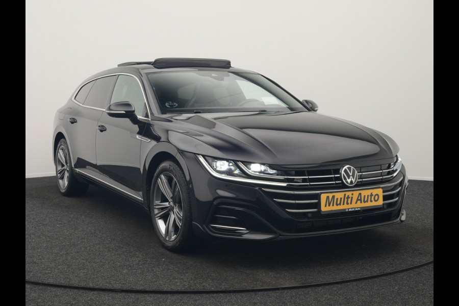 Volkswagen Arteon Shooting Brake 1.4 TSI eHybrid R-Line Business+ Plug In Hybrid 218pk Dealer O.H PHEV | Panodak | Trekhaak af Fabriek | Adaptive Cruise |  Lederen Sportstoelen Massage & Memory | 360 Camera | Head Up | Stuurverwarming | Virtual | BLIS |