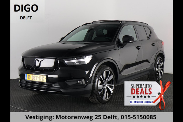 Volvo XC40 P8 AWD R-DESIGN ACCU SOH 93% GARANTIE 11-2030* BEREIK 462 KM WLTP. NL AUTO. BIJNA 2021.PARKEERSENSOREN V+A . 360 CAMERA V+A . APPLE CARPLAY & ADNROID AUTO . STOEL -EN STUURVERWARMING