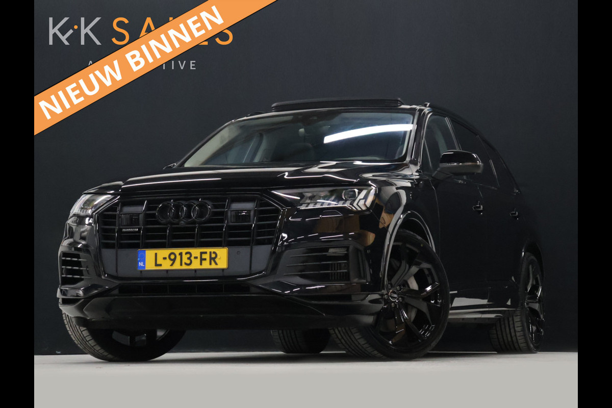 Audi Q7 55 TFSI e quattro Sport S [SCHUIFKANTELDAK, ADAPTIVE CRUISE, 360 CAMERA, TREKHAAK INKLAPBAAR, MEMORY SEATS, LUCHTVERING, STOELMASSAGE, APPLE CARPLAY, ANDROID, STUURVERWARMING, STOELVENTILATIE, STOELVERWARMING, VOL LED