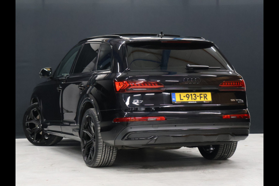 Audi Q7 55 TFSI e quattro Sport S [SCHUIFKANTELDAK, ADAPTIVE CRUISE, 360 CAMERA, TREKHAAK INKLAPBAAR, MEMORY SEATS, LUCHTVERING, STOELMASSAGE, APPLE CARPLAY, ANDROID, STUURVERWARMING, STOELVENTILATIE, STOELVERWARMING, VOL LED