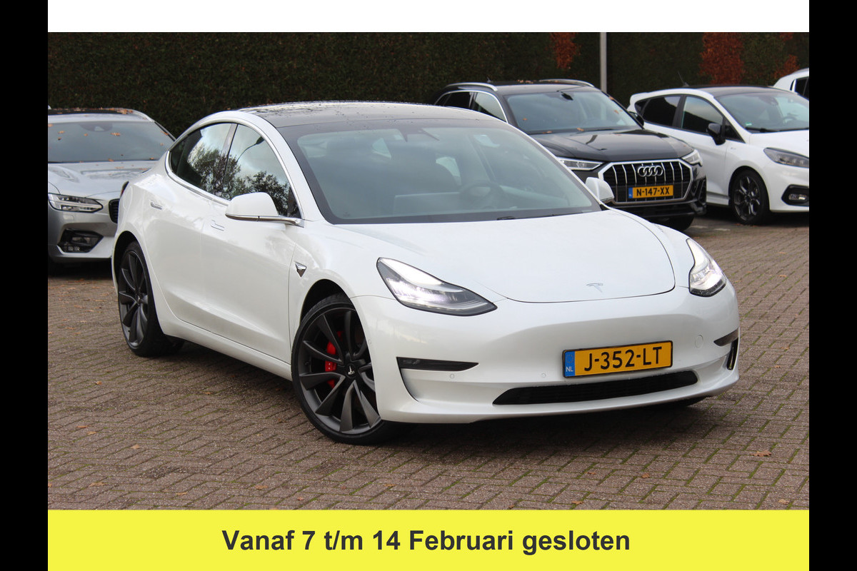 Tesla Model 3 Performance AWD 75 kWh / SoH 90.3% / Autopilot / Panoramadak / Camera / Leder / 20'' / Leder / Premium Audio