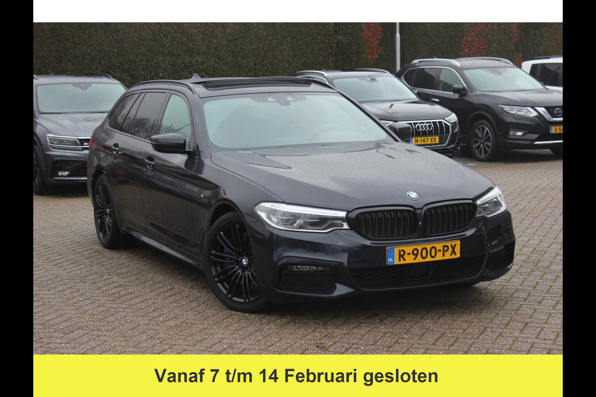 BMW 5 Serie Touring 540i xDrive High Exe. M Sport / Trekhaak / Panoramadak / 360Camera / Head-up / Leder / 19'' / Harman Kardon / CarPlay / Stoelventilatie / Stuur+Stoelverwarming / 4zone / Dodehoek / DAB / ACC