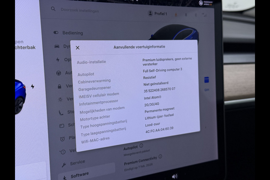 Tesla Model 3 SR Plus 325PK LFP Accu SOH 91% Lmv 18" AutoPilot Leder Pano-dak Adaptive-Cruise Camera's Elektr.-Stuur+Stoelen+Spiegels+Geheugen Navi LED ACC DAB Voorverwarmen interieur via App Keyless One-Pedal-Drive 1e Eigenaar Origineel Nederlandse Auto