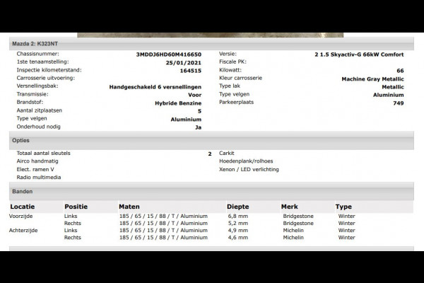Mazda 2 1.5 90PK 6versn.Skyactiv-G Comfort / Pdc+Camera / Airco / Lmv./ Radio multimedia / 5Drs.