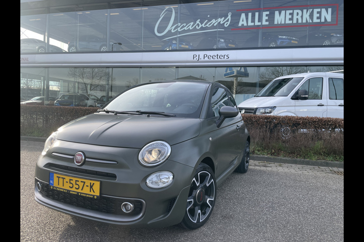 Fiat 500 0.9 TwinAir Turbo Sport Mat Groen Airco -  Cruise control - Bluetooth - Groot navigatiesysteem - Mistlampen voor - Licht metalen velgen 16 inch - Start/stop systeem - Stuur leder - Stuur multifunctioneel - Centrale deurvergrendeling met afstandsbediening