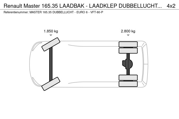 Renault Master 165.35 LAADBAK - LAADKLEP DUBBELLUCHT - EURO 6 - VFT-80-P