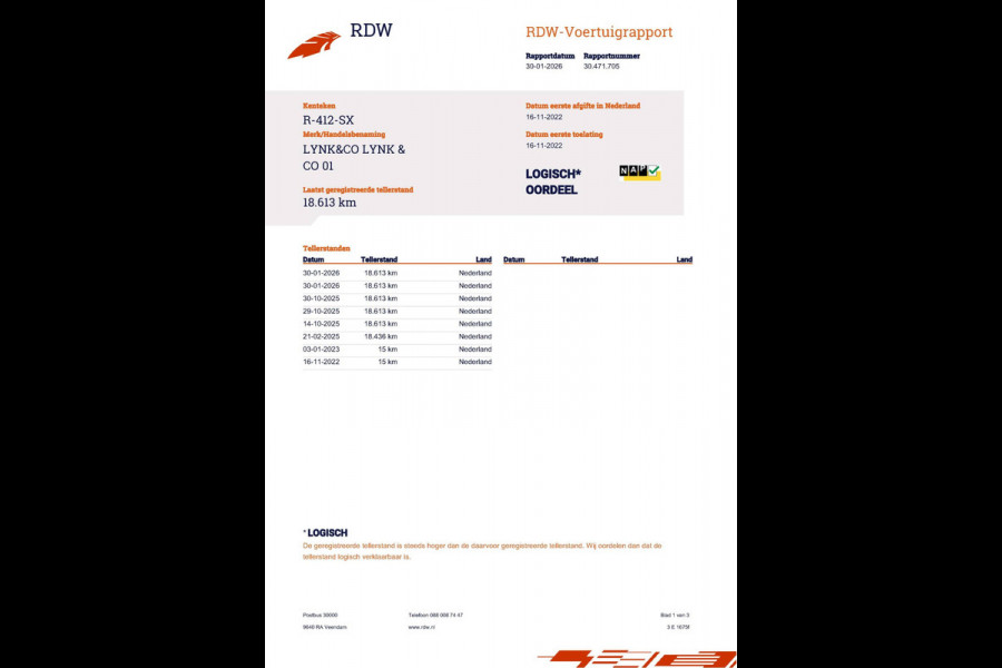 Lynk & Co 01 1.5 262pk PHEV 360 Camera SoH 96% BTW NL-Auto NAP Panoramadak Clima Cruise Navi Carplay 20"LMV El. Klep