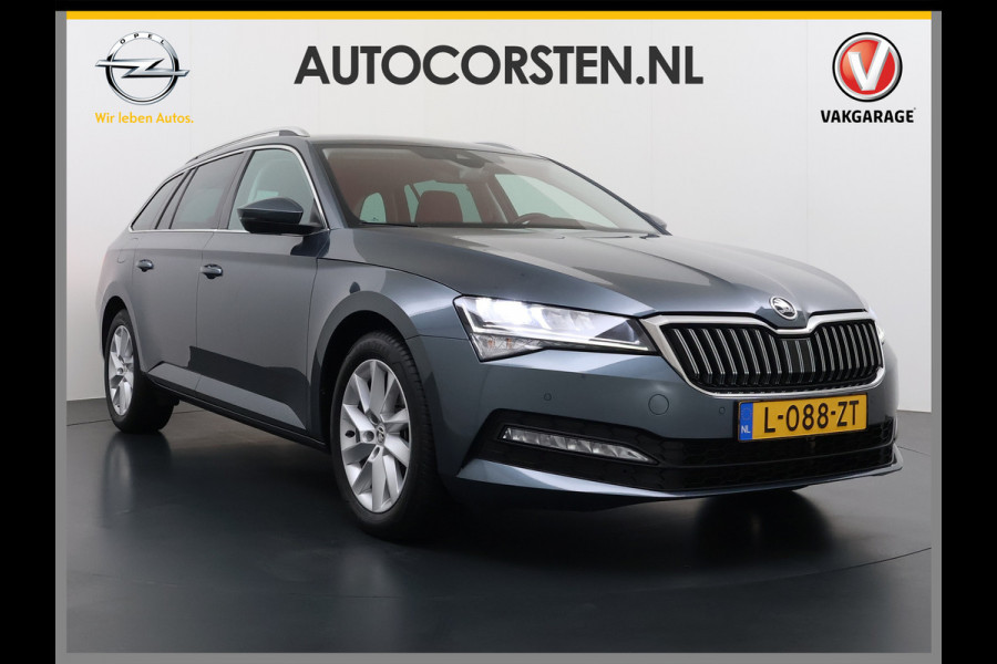 Škoda Superb Combi 1.5TSI DSG Automaat Trekhaak Elek.Stoel+Memory+Verwarmd Navi Ecc Apple Carplay Android Auto Pdc ACT Business Edition Cruise Control DAB Led Lmv Regen-/lichtsensor Privacy Glas Keyless Verwarmde Voorruit Comfort Pack Origineel Nederlandse Auto