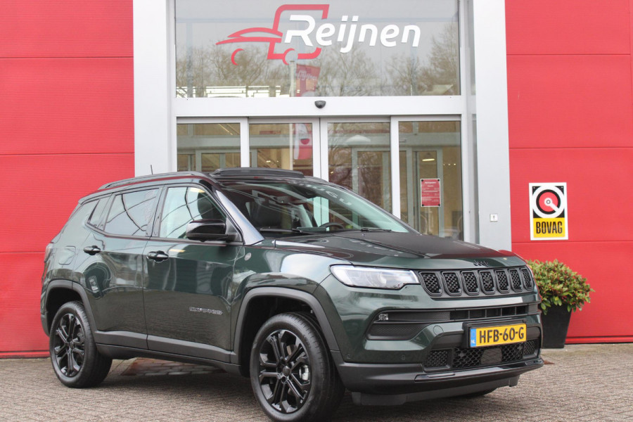 Jeep Compass 1.5T 142PK e-Hybrid NORTH STAR | SCHUIF/KANTEL DAK | UNIEKE KLEUR! "TECHNO GREEN" | WINTERPACK: STOEL/STUUR/PARKEERNSENSOREN/RUITENSPROEIER VERWARMBAAR | SAFETY PACK: 360° CAMERA/DODEHOEK BEWAKING/BUITENSPIEGELS MET INSTAPVERLICHTING | 10,1" TOUCHSCREEN MET NAVIGATIE/ADAPTIVE CRUISE CONTROL INCL LANE CENTERING ASSIST/VERKEERSBORDEN INFORMATIE/DRAADLOZE TELEFOONLADER/HANDSFREE ELEKTRISCH BEDIENBARE ACHTERKLEP | PREMIUM AUDIO SYSTEEM MET 9 SPEAKERS & SUBWOOVER "ALPINE" | KEYLESS ENTRY | DRAADLOZE APPLE CARPLAY/ANDROID AUTO | 18" LICHTMETALEN VELGEN | TWO TONE ZWART DAK |