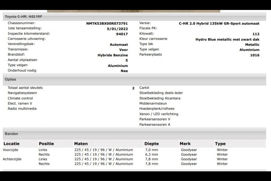 Toyota C-HR 2.0 Hybrid GR-Sport / Pdc+Camera / Airco-ecc./ Navigatie / Xenon / 1/2 Leder / Radio multimedia
