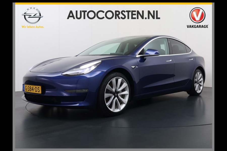 Tesla Model 3 Long Range AWD 75kWh Lmv 19" AutoPilot Leder Panoramadak Adaptive-Cruise Camera's Elektr.-Stuur+Stoelen+Spiegels+Geheugen+Easy-E Navi LED DAB Voorverwarmen interieur Keyless One-Pedal-Drive 4WD Origineel Nederlandse Auto Fabrieksgarantie op Accu en Motor tot 10-09-2027/192.00km