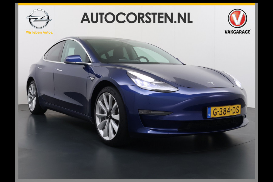 Tesla Model 3 Long Range AWD 75kWh Lmv 19" AutoPilot Leder Panoramadak Adaptive-Cruise Camera's Elektr.-Stuur+Stoelen+Spiegels+Geheugen+Easy-E Navi LED DAB Voorverwarmen interieur Keyless One-Pedal-Drive 4WD Origineel Nederlandse Auto Fabrieksgarantie op Accu en Motor tot 10-09-2027/192.00km