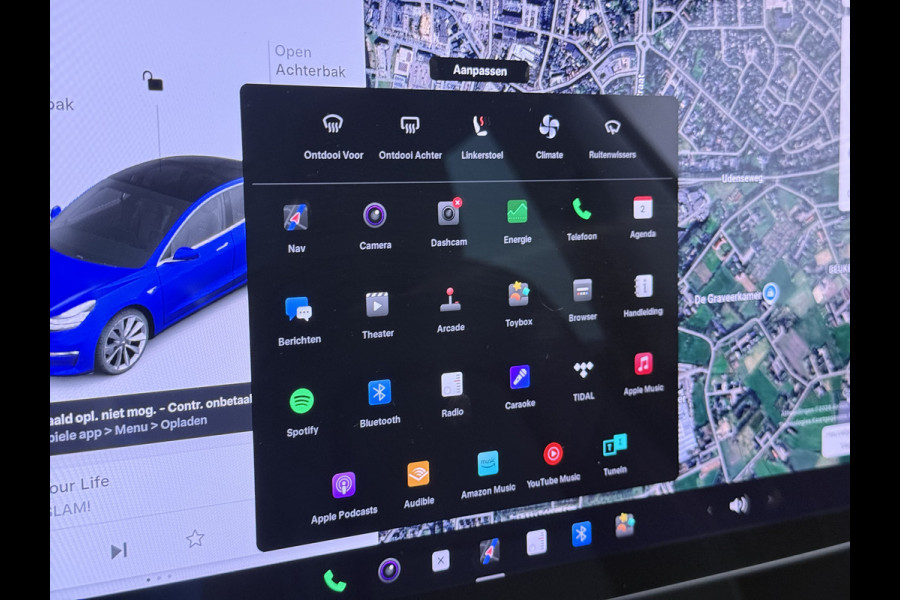 Tesla Model 3 Long Range AWD 75kWh Lmv 19" AutoPilot Leder Panoramadak Adaptive-Cruise Camera's Elektr.-Stuur+Stoelen+Spiegels+Geheugen+Easy-E Navi LED DAB Voorverwarmen interieur Keyless One-Pedal-Drive 4WD Origineel Nederlandse Auto Fabrieksgarantie op Accu en Motor tot 10-09-2027/192.00km
