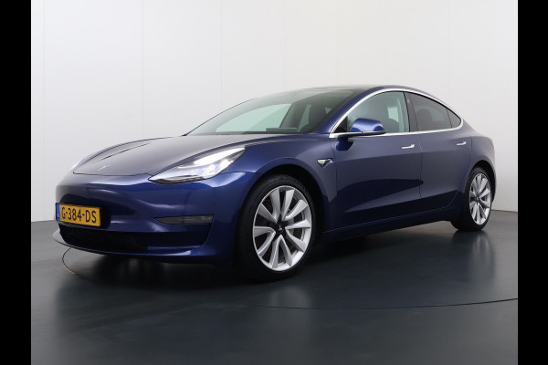 Tesla Model 3 Long Range AWD 75kWh Lmv 19" AutoPilot Leder Panoramadak Adaptive-Cruise Camera's Elektr.-Stuur+Stoelen+Spiegels+Geheugen+Easy-E Navi LED DAB Voorverwarmen interieur Keyless One-Pedal-Drive 4WD Origineel Nederlandse Auto Fabrieksgarantie op Accu en Motor tot 10-09-2027/192.00km