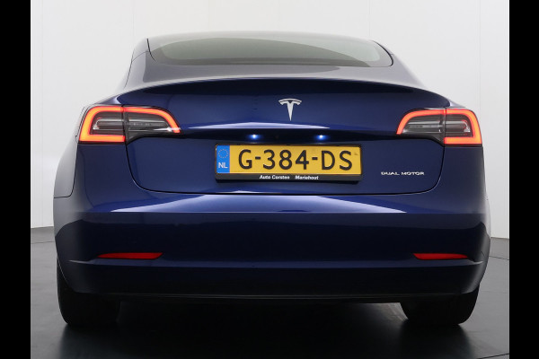 Tesla Model 3 Long Range AWD 75kWh Lmv 19" AutoPilot Leder Panoramadak Adaptive-Cruise Camera's Elektr.-Stuur+Stoelen+Spiegels+Geheugen+Easy-E Navi LED DAB Voorverwarmen interieur Keyless One-Pedal-Drive 4WD Origineel Nederlandse Auto Fabrieksgarantie op Accu en Motor tot 10-09-2027/192.00km