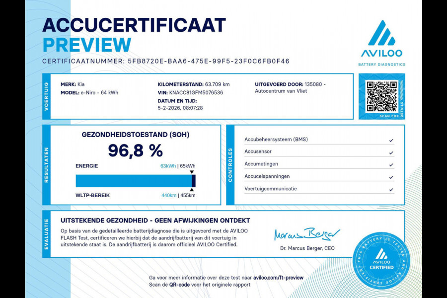 Kia e-Niro ExecutiveLine 64 kWh | SOH 96,8% | 3Fase | JBL | Stoel geheugen | Schuif/open dak |