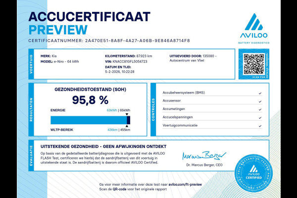 Kia e-Niro ExecutiveLine 64 kWh | SOH 95,8 | 3Fase | Cruise | Clima | Camera | Carplay | Navi | Keyless | Stoelverwarming-verkoeling |