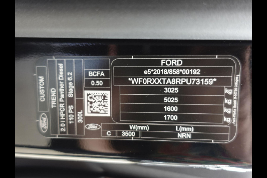 Ford Transit Custom 300 2.0 TDCI L2H1 Trend Nieuw Model Ford Transit Custom 300 2.0 TDCI L2H1 Trend NM Navi Cruise Camera Parkeersensoren Trekhaak