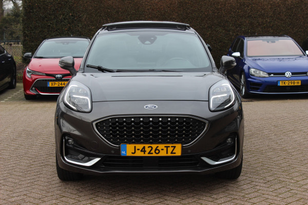 Ford Puma 1.0 EcoBoost Hybrid ST-Line X Vignale 155pk / NL Auto! / Full option! / Trekhaak / Panoramadak / Camera / Leder / CarPlay / B&O / 18'' / Keyless / Stuur+Stoelverwarming / Dodehoek / DAB / Verwarmde voorruit / ACC