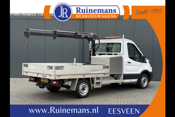 Ford Transit 2.0 TDCI EURO 6 / PICK UP / HIAB KRAAN T-CLX 013 / 2.7 TONS TREKHAAK / 34.988 KM! / 1e EIG. / 3-ZITS / AIRCO / ZEER NETJES