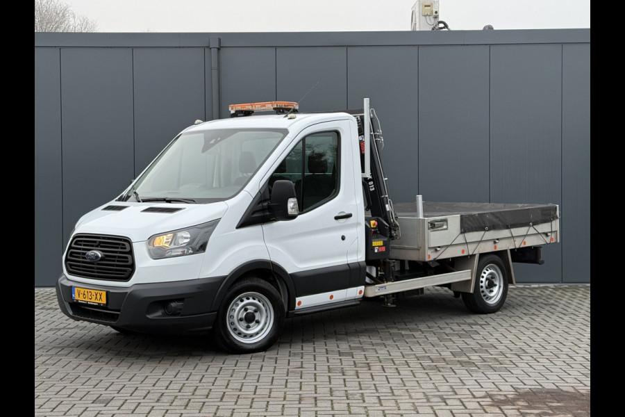 Ford Transit 2.0 TDCI EURO 6 / PICK UP / HIAB KRAAN T-CLX 013 / 2.7 TONS TREKHAAK / 34.988 KM! / 1e EIG. / 3-ZITS / AIRCO / ZEER NETJES