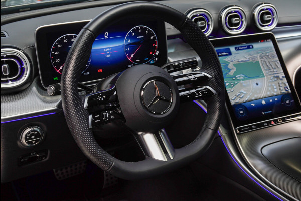 Mercedes-Benz C-Klasse Estate 180 AMG Line Panodak Leer 360° Memory Distronic+ Matrix Laser Navi LED Nightpack PTS Ambient Elekt. achterklep Elektr. trekhaak LM velgen BTW auto!