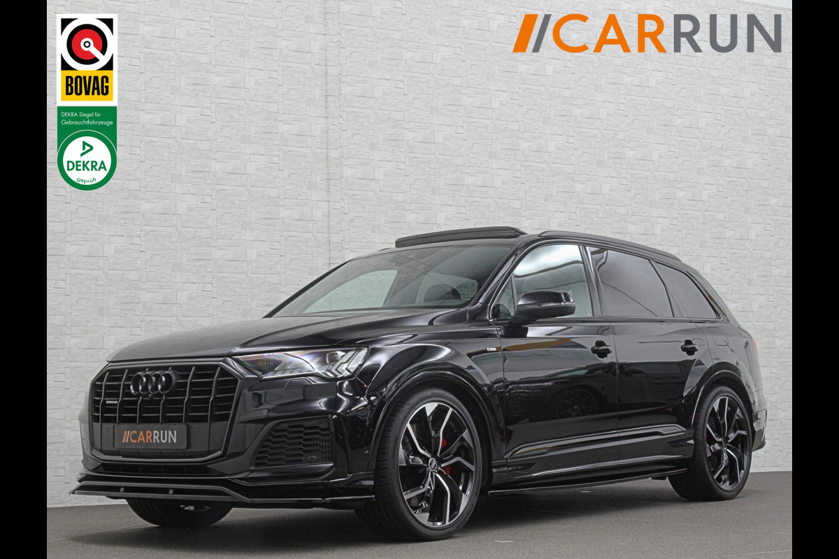 Audi Q7 55 TFSI e S-Line | Panorama | Leder | Luchtvering | LED-Matrix | Keyless-Go | 22 inch | Memory | Stoelverwarming V+A | Camera | Virtual-Cockpit | 3-Zone Clima | Draadloos Laden | Standkachel | Getint Glas |