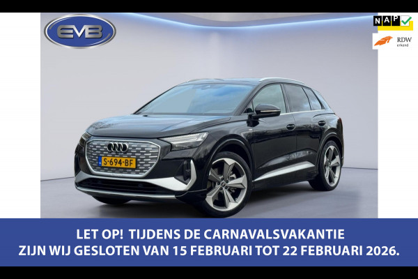 Audi Q4 e-tron 40 S 300 pk edition 77 kWh, SOH 92,5 %, 1 e eigenaar, 2 X S line, 21 ", Electrische trekhaak, NL auto met nap