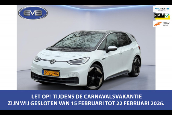 Volkswagen ID.3 First Max 58 kWh, panoramadak, camera, 20 inch, stoelverwarming, parelmoer, 1 e eigenaar, NL auto met nap