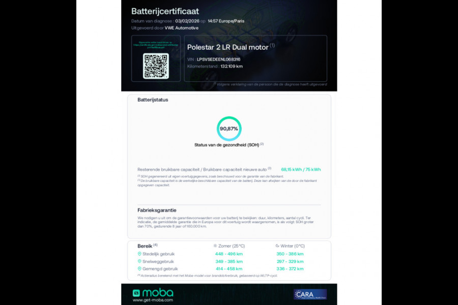 Polestar 2 Long Range 408 pk Dual Motor 78 kWh bjr 2022, panoramadak, achteruitrijcamera, 1 e eigenaar, NL auto met nap