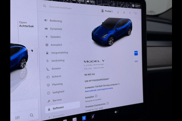 Tesla Model Y Long Range AWD 514pk SOH 92% Trekhaak Warmtepomp Leder Panoramadak Matrix-LED Autopilot Elektr.Stuur+Stoel+Verwarmd Navi Ecc Pre Camera's Elektr.AchterKlep Parkeer Assistent Sentry-Mode Privacyglas Bluetooth Dodehoek detector Connected services 1e Eigenaar 1.600KG Trekgewicht Fabrieksgarantie tot 27-6-2027 Garantie op Accu en Motoren 27-6-2031/192.000km