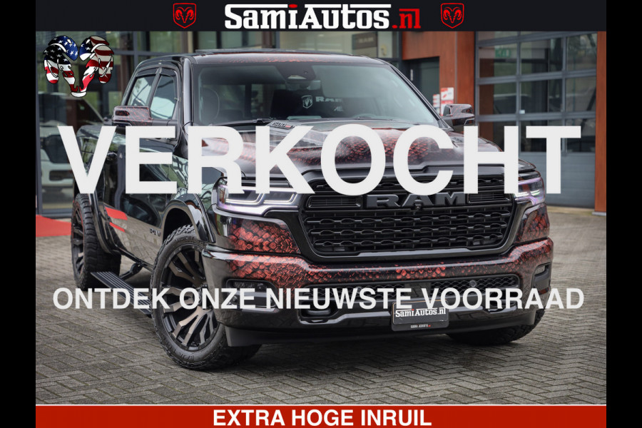 Dodge Ram COBRA EDITION | 1500 Limited Night High Output 540HP 706Nm | Massage + Full Option | De Meest Luxe en Volle Pick-Up in zijn Klas Comfortabele Dubbele Cabine met Royale 5 Zitplaatsen | BPM vrij | Nu Leverbaar uit Voorraad | Voorraad Nr 2292 - 5178 | Cobra package is meerprijs |
