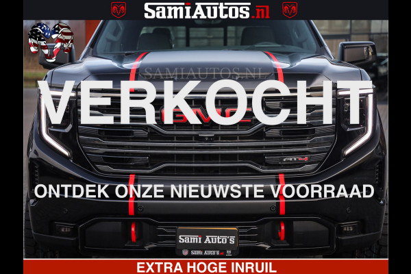 GMC Sierra AT4 6.2 V8 4X4 | VIRTUAL COCKPIT | LPG | HUD | BOM VOL | DC | RAM DEALER NEDERLAND | Dubbele Cabine met Royale 5 Zitplaatsen | BPM vrij | Nu Leverbaar uit Voorraad | Voorraad Nr 248378 |