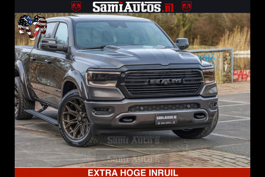 Dodge Ram 1500 Laramie Sport 5.7 V8 HEMI 402PK 4x4 | Panorama dak | 12' Scherm |Granite Crystal Metallic | Crew Cab | 5 Persoons | Dubbele Cabine | DC | VOORRAAD NR 2526 - 1272 |