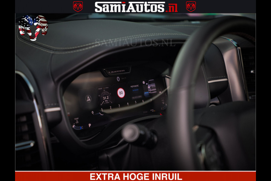 Dodge Ram 1500 Limited Night H.O 540HP 706Nm | Massage + Full Option | De Meest Luxe en Volle Pick-Up in zijn Klasse | Comfortabele Dubbele Cabine met Royale 5 Zitplaatsen | BPM vrij | Nu Leverbaar uit Voorraad | Voorraad Nr 2338 - 5404