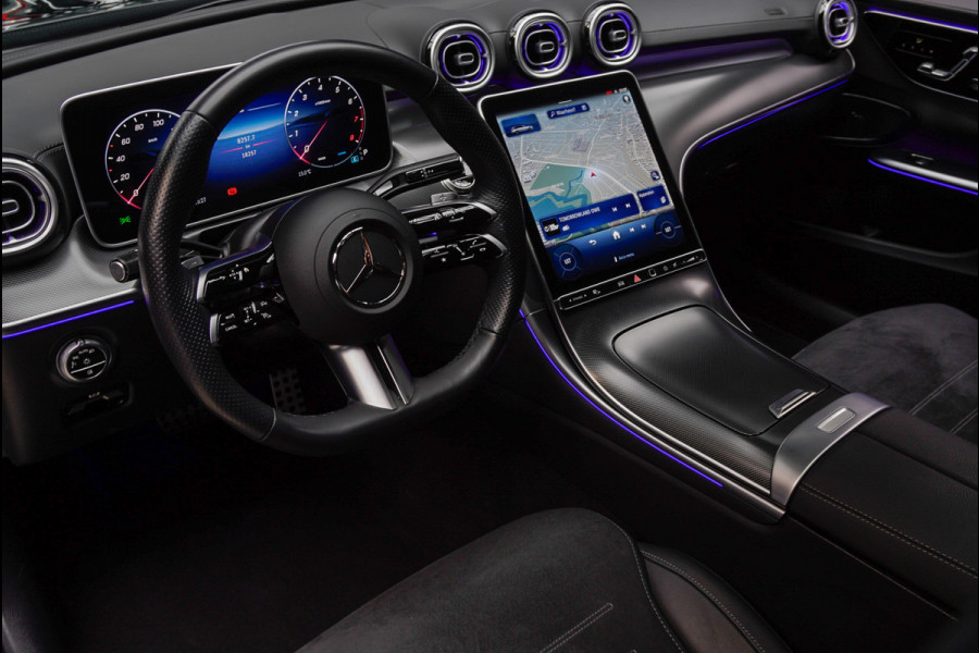 Mercedes-Benz C-Klasse Estate 180 AMG Line Panodak Leer 360° Memory Distronic+ Matrix Laser Navi LED Nightpack Elektr. trekhaak PTS Ambient Plus Elekt. achterklep LM velgen BTW auto!