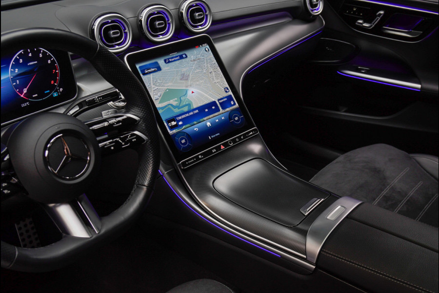 Mercedes-Benz C-Klasse Estate 180 AMG Line Panodak Leer 360° Memory Distronic+ Matrix Laser Navi LED Nightpack Elektr. trekhaak PTS Ambient Plus Elekt. achterklep LM velgen BTW auto!