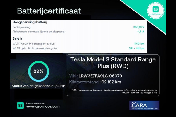 Tesla Model 3 RWD 60KWH 1e EIG SOD ACCU 89% GARANTIE 2031 BI-TONE BODY. DODEHOEK CAMERA . PARKEERSENSOREN V+A . STOELVERWARMING . PANORAMADAK . APPLE CARPLAY & ANDROID AUTO