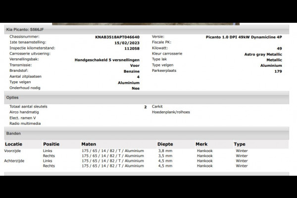Kia Picanto 1.0 DPi 67PK 5Drs. DynamicLine Airco / LM.velgen / Pdc+Camera / Radio multimedia /