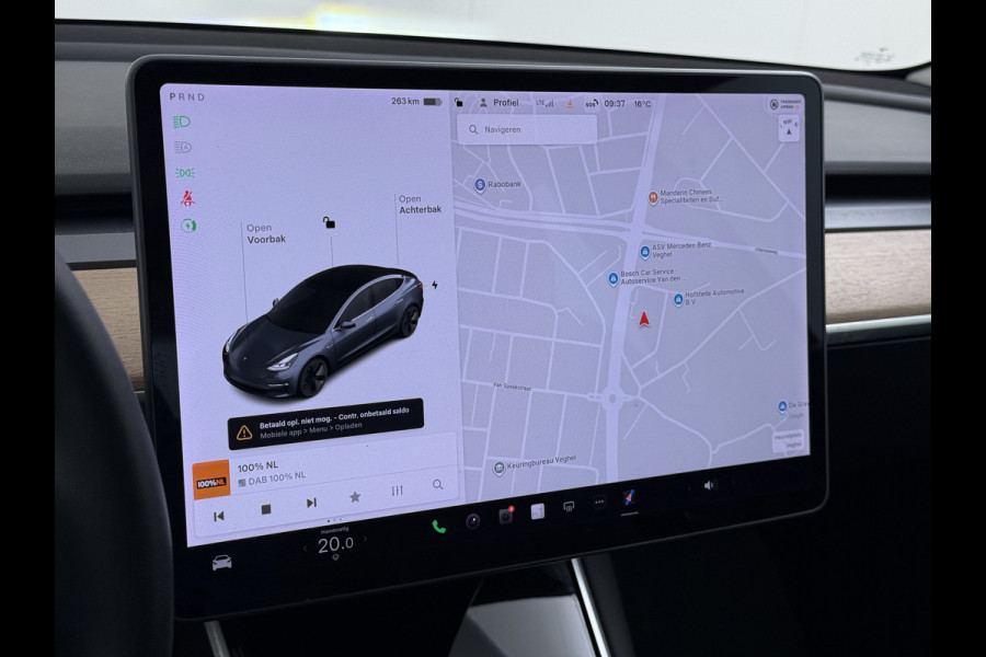Tesla Model 3 RWD SR plus 325PK SOH 93% LFP Accu Lmv 18" AutoPilot Leder Panoramadak Adaptive-Cruise Camera's Elektr.-Stuur+Stoelen+Spiegels+G Navi LED DAB Voorverwarmen interieur via App Keyless One-Pedal-Drive 1e Eigenaar Origineel Nederlandse Auto Fabrieksgarantie op Accu en Motor tot 11-12-2028/160.000km
