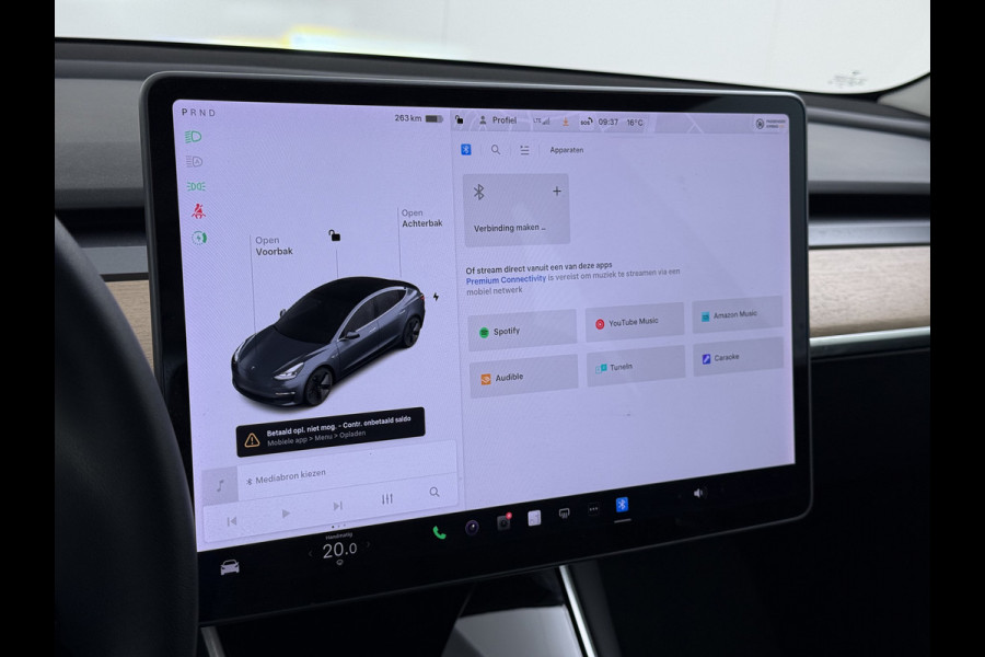 Tesla Model 3 RWD SR plus 325PK SOH 93% LFP Accu Lmv 18" AutoPilot Leder Panoramadak Adaptive-Cruise Camera's Elektr.-Stuur+Stoelen+Spiegels+G Navi LED DAB Voorverwarmen interieur via App Keyless One-Pedal-Drive 1e Eigenaar Origineel Nederlandse Auto Fabrieksgarantie op Accu en Motor tot 11-12-2028/160.000km