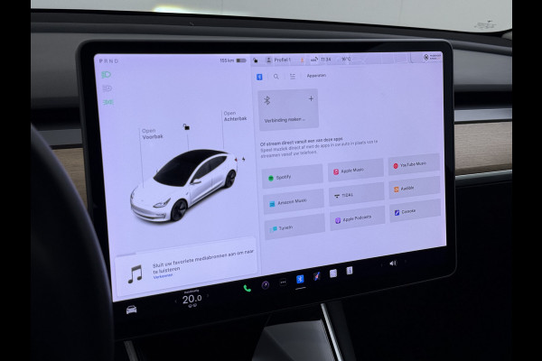 Tesla Model 3 RWD SR plus 325PK SOH 93% LFP Accu Lmv 18" AutoPilot Leder Panoramadak Adaptive-Cruise Camera's Elektr.-Stuur+Stoelen+Spiegels+G Navi LED DAB Voorverwarmen interieur via App Keyless One-Pedal-Drive 1e Eigenaar Origineel Nederlandse Auto Fabrieksgarantie op Accu en Motor tot 10-12-2028/160.000km