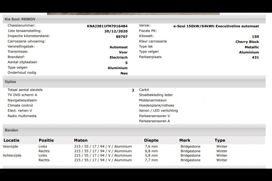 Kia e-Soul 150kW / 64kWh / SOH 100% / Executive line / Leder / TV. DVD scherm / Xenon / Navigatie / Airco-ecc. / Apk 12-2026