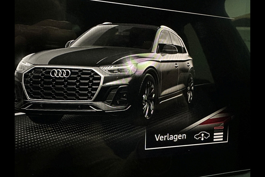 Audi Q5 300pk Hybrid S-Line | Luchtvering | Panorama | ACC | B&O Sound | Massage | Trekhaak | Matrix-LED | Head-Up | Sfeerverlichting | Leder | ISO-Glas | 3-Zone Clima | Standkachel | Bekerhouder Koeling/Verwarming | Stoelverwarming V+A | Zwarte Hemel | Carplay | Zonwering |