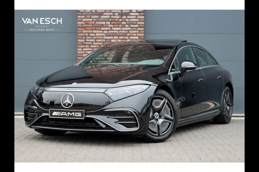 Mercedes-Benz EQS 500 4MATIC AMG Line 108 kWh | Luchtvering | Achterasbesturing | Distronic+ | Memory | Nekverwarming | Massage | Entertainment Achter+ | Verwarmd Stuurwiel | HUD | Burmester | Panoramadak | Digital Light |