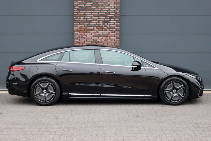 Mercedes-Benz EQS 500 4MATIC AMG Line 108 kWh | Luchtvering | Achterasbesturing | Distronic+ | Memory | Nekverwarming | Massage | Entertainment Achter+ | Verwarmd Stuurwiel | HUD | Burmester | Panoramadak | Digital Light |