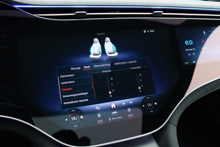 Mercedes-Benz EQS 500 4MATIC AMG Line 108 kWh | Luchtvering | Achterasbesturing | Distronic+ | Memory | Nekverwarming | Massage | Entertainment Achter+ | Verwarmd Stuurwiel | HUD | Burmester | Panoramadak | Digital Light |